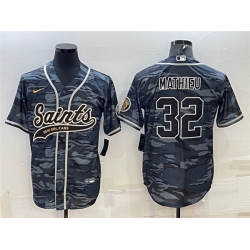 Men New Orleans Saints 32 Tyrann Mathieu Grey Camo With Patch Cool Base Stitched Baseball Jerse Men New Orleans Saints 32 Tyrann Mathieu Grey Camo With Patch Cool Base Stitched Baseball Jerse