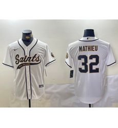 Men New Orleans Saints 32 Tyrann Mathieu White Cool Base Stitched Baseball Jersey 2