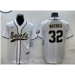 Men New Orleans Saints 32 Tyrann Mathieu White Stitched MLB Cool Base Nike Baseball Jersey Men New Orleans Saints 32 Tyrann Mathieu White Stitched MLB Cool Base Nike Baseball Jersey