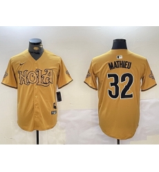 Men New Orleans Saints 32 Tyrann Mathieu yellow Cool Base Stitched Baseball Jersey