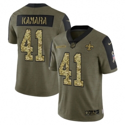 Men New Orleans Saints 41 Alvin Kamara 2021 Salute To Service Olive Camo Limited Stitched Jersey Men New Orleans Saints 41 Alvin Kamara 2021 Salute To Service Olive Camo Limited Stitched Jersey