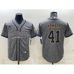 Men New Orleans Saints 41 Alvin Kamara Grey With Patch Cool Base Stitched Baseball Jersey Men New Orleans Saints 41 Alvin Kamara Grey With Patch Cool Base Stitched Baseball Jersey