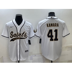 Men New Orleans Saints 41 Alvin Kamara White Stitched MLB Cool Base Nike Baseball Jersey Men New Orleans Saints 41 Alvin Kamara White Stitched MLB Cool Base Nike Baseball Jersey