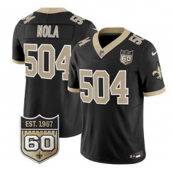 Men New Orleans Saints  504 Nola Black F U S E  60th Anniversary Patch Vapor Limited Stitched Football Jersey
