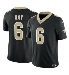 Men New Orleans Saints 6 Willie Gay Back 2023 F U S E  Vapor Limited Stitched Football Jersey