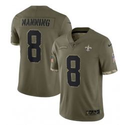 Men New Orleans Saints 8 Archie Manning Olive 2022 Salute To Service Limited Stitched Jersey Men New Orleans Saints 8 Archie Manning Olive 2022 Salute To Service Limited Stitched Jersey