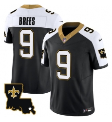 Men New Orleans Saints 9 Drew Brees Black White 2023 F U S E  1987 Legacy Vapor Stitched Jersey