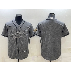 Men New Orleans Saints Blank Grey With Patch Cool Base Stitched Baseball Jersey Men New Orleans Saints Blank Grey With Patch Cool Base Stitched Baseball Jersey