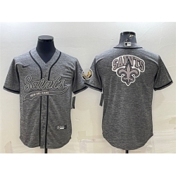 Men New Orleans Saints Grey Team Big Logo With Patch Cool Base Stitched Baseball Jersey Men New Orleans Saints Grey Team Big Logo With Patch Cool Base Stitched Baseball Jersey