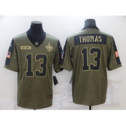 Men's New Orleans Saints #13 Michael Thomas Nike Olive 2021 Salute To Service Limited Player Jersey Men's New Orleans Saints #13 Michael Thomas Nike Olive 2021 Salute To Service Limited Player Jersey