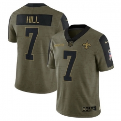 Men's New Orleans Saints Taysom Hill Nike Olive 2021 Salute To Service Limited Player Jersey Men's New Orleans Saints Taysom Hill Nike Olive 2021 Salute To Service Limited Player Jersey