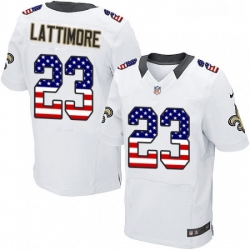 Mens Nike New Orleans Saints 23 Marshon Lattimore Elite White Road USA Flag Fashion NFL Jersey Mens Nike New Orleans Saints 23 Marshon Lattimore Elite White Road USA Flag Fashion NFL Jersey