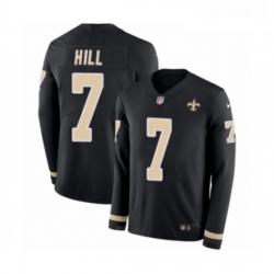 Mens Nike New Orleans Saints 7 Taysom Hill Limited Black Therma Long Sleeve NFL Jersey Mens Nike New Orleans Saints 7 Taysom Hill Limited Black Therma Long Sleeve NFL Jersey