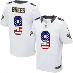 Mens Nike New Orleans Saints 9 Drew Brees Elite White Road USA Flag Fashion NFL Jersey Mens Nike New Orleans Saints 9 Drew Brees Elite White Road USA Flag Fashion NFL Jersey