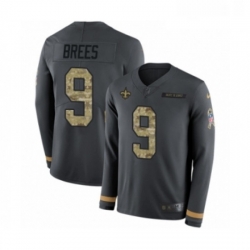 Mens Nike New Orleans Saints 9 Drew Brees Limited Black Salute to Service Therma Long Sleeve NFL Jersey Mens Nike New Orleans Saints 9 Drew Brees Limited Black Salute to Service Therma Long Sleeve NFL Jersey