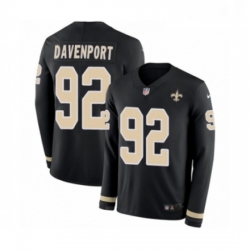Mens Nike New Orleans Saints 92 Marcus Davenport Limited Black Therma Long Sleeve NFL Jersey Mens Nike New Orleans Saints 92 Marcus Davenport Limited Black Therma Long Sleeve NFL Jersey