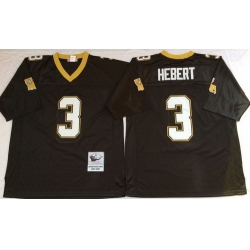 Mitchell And Ness Saints #3 Bobby Hebert Black Throwback Stitched NFL Jerseys Mitchell And Ness Saints #3 Bobby Hebert Black Throwback Stitched NFL Jerseys