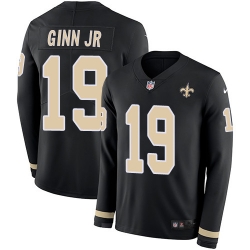 Nike Saints #19 Ted Ginn Jr Black Team Color Men Stitched NFL Limited Therma Long Sleeve Jersey Nike Saints #19 Ted Ginn Jr Black Team Color Men Stitched NFL Limited Therma Long Sleeve Jersey