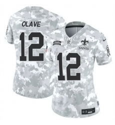 Women New Orleans Saints 12 Chris Olave 2024 F U S E Arctic Camo Salute To Service Limited Stitched Football Jersey