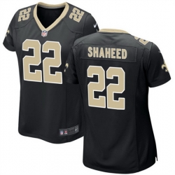 Women New Orleans Saints 22 Rashid Shaheed Black Stitched Game Jersey  Run Small