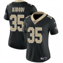 Women New Orleans Saints 35 Jacob Kibodi Black Vapor Stitched Game Jersey