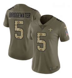 Womens Nike New Orleans Saints 5 Teddy Bridgewater Limited Olive Camo 2017 Salute to Service NFL Jersey