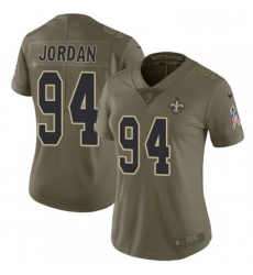 Womens Nike New Orleans Saints 94 Cameron Jordan Limited Olive 2017 Salute to Service NFL Jersey