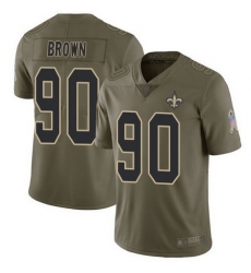 Saints 90 Malcom Brown Olive Youth Stitched Football Limited 2017 Salute to Service Jersey