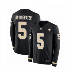 Youth Nike New Orleans Saints 5 Teddy Bridgewater Limited Black Therma Long Sleeve NFL Jersey