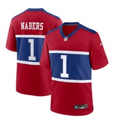 Men New York Giants 1 Malik Nabers Red Vapor Untouchable Limited Stitched Jersey