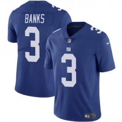 Men New York Giants 3 Deonte Banks Blue Vapor Untouchable Limited Stitched Jersey