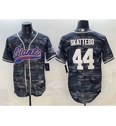 Men New York Giants 44 Cam Skattebo Gray Camo With Patch Cool Base Stitched Baseball Jersey