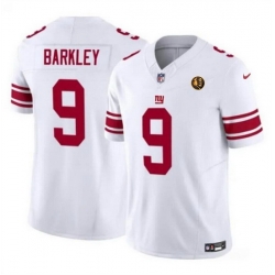 Men New York Giants 9 Matt Barkley White 2023 F U S E  With John Madden Patch Vapor Limited Stitched Football Jersey