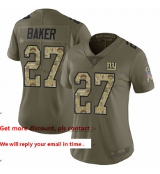 Giants 27 Deandre Baker Olive Camo Women Stitched Football Limited 2017 Salute to Service Jersey