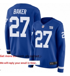 Giants 27 Deandre Baker Royal Blue Team Color Women Stitched Football Limited Therma Long Sleeve Jersey