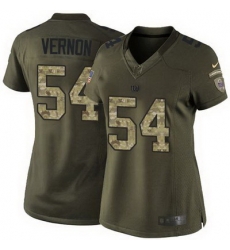 Nike Giants #54 Olivier Vernon Green Women's Stitched NFL Limited Salute to Service Jersey