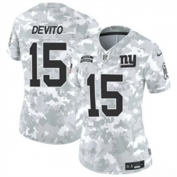 Women New York Giants 15 Tommy DeVito 2024 F U S E Arctic Camo Salute To Service Limited Stitched Football Jersey