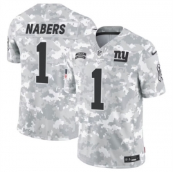 Youth New York Giants 1 Malik Nabers 2024 F U S E Arctic Camo Salute To Service Limited Stitched Football Jersey