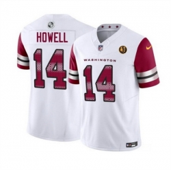 Men Washington Commanders 14 Sam Howell 2023 F U S E  With John Madden Patch Vapor Limited Stitched Football Jersey