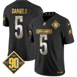 Men Washington Commanders 5 Jayden Daniels Black Gold F U S E  90th Anniversary Vapor Limited Stitched Football Jersey Men Washington Commanders 5 Jayden Daniels Black Gold F U S E  90th Anniversary Vapor Limited Stitched Football Jersey