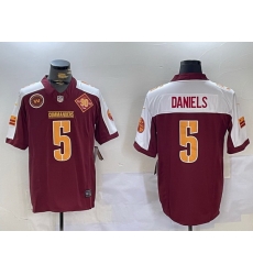 Men Washington Commanders 5 Jayden Daniels Burgundy White 2023 F U S E 90th Anniversary Vapor Limited Stitched Football Jersey 1