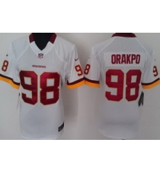 Women Nike Washington Redskins 98 Orakpo White Nike NFL Jerseys