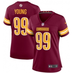 Women Washington Commanders 99 Chase Young 2022 Burgundy Vapor Limited Stitched Jersey