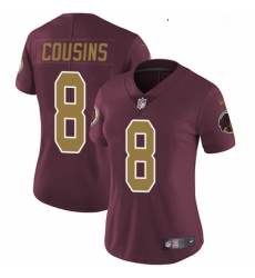 Womens Nike Washington Redskins 8 Kirk Cousins Elite Burgundy RedGold Number Alternate 80TH Anniversary NFL Jersey