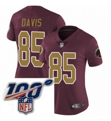 Womens Nike Washington Redskins 85 Vernon Davis Burgundy RedGold Number Alternate 80TH Anniversary Vapor Untouchable Limited Stitched 100th anniversary Nec