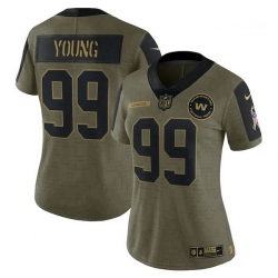 Women's Washington Football Team Chase Young Nike Olive 2021 Salute To Service Limited Player Jersey