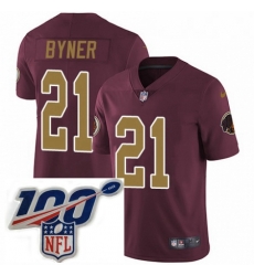 Youth Nike Washington Redskins 21 Earnest Byner Burgundy RedGold Number Alternate 80TH Anniversary Vapor Untouchable Limited Stitched 100th anniversary Nec