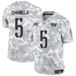 Youth Washington Commanders 5 Jayden Daniels 2024 F U S E Arctic Camo Salute To Service Limited Stitched Football Jersey