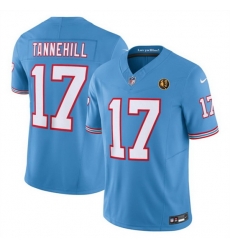 Men Tennessee Titans 17 Ryan Tannehill Blue 2023 F U S E  Throwback With John Madden Patch Vapor Limited Stitched Football Jersey