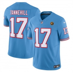 Men Tennessee Titans 17 Ryan Tannehill Blue 2023 F U S E  Throwback With John Madden Patch Vapor Limited Stitched Football Jersey